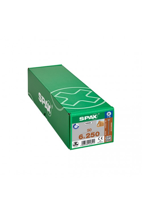 Spax HI.FORCE, 6 x 250 mm, 50 Adet, Yarım Dişli, Pul Başlı, T-STAR plus T30, 4KESİCİ UÇlu, WIROX Kaplama
