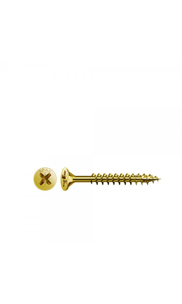 Spax Sunta Vidası, Evrensel Vida, 3,5 x 35 mm, 1.000 Adet, Tam Dişli, Havşa Başlı, Yıldız Z2, 4KESİCİ UÇlu, YELLOX Kaplama