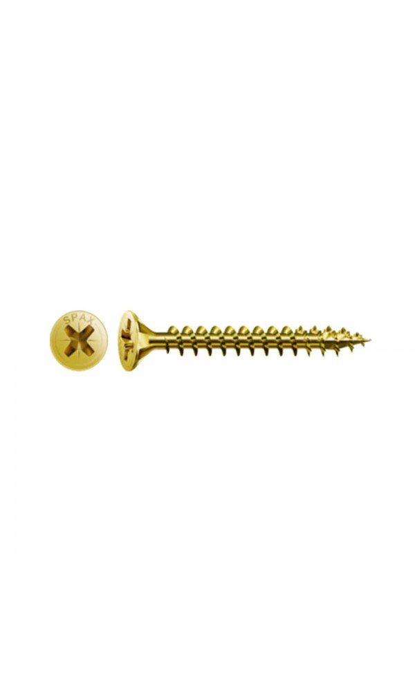 Spax Sunta Vidası, Evrensel Vida,  4 x 45 mm, 500 Adet, Tam Dişli, Havşa Başlı, Yıldız Z2, 4KESİCİ UÇlu, YELLOX Kaplama