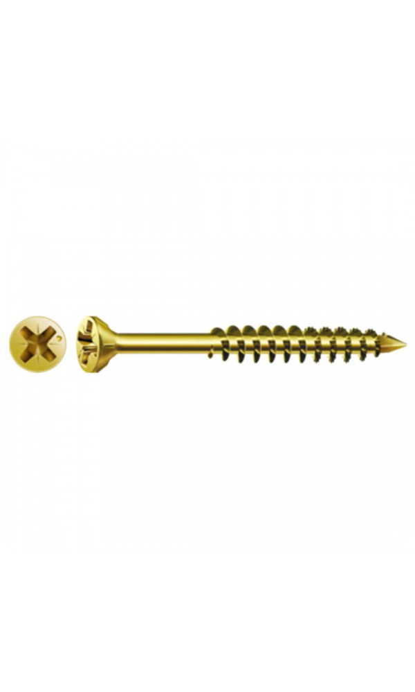 SPAX Cam Çıta Vidası, 3,5 x 40 mm, 200 Adet, Yarım Dişli, Havşa Başlı, Yıldız Z2, KESİCİ Uçlu, YELLOX Kaplama