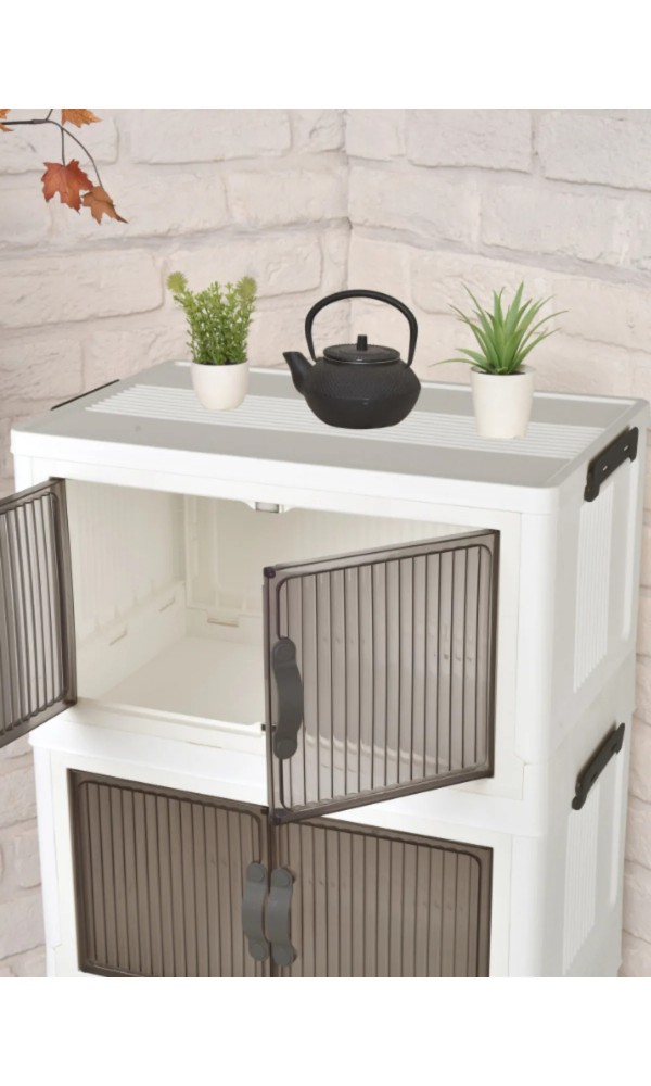 Beyaz 3 Katlı Çok Amaçlı Kapaklı Portatif Istiflenebilr Çok amaclı Organizer mutfak kiler dolabı