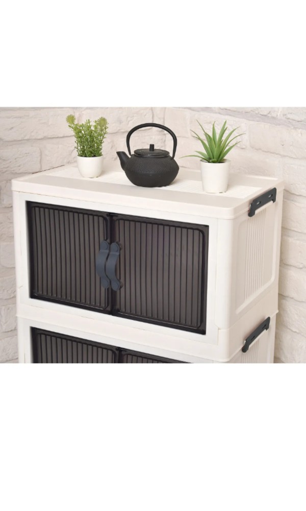 Beyaz 3 Katlı Çok Amaçlı Kapaklı Portatif Istiflenebilr Çok amaclı Organizer mutfak kiler dolabı