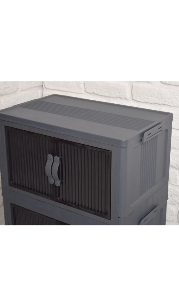 Gri 4 Katlı Çok Amaçlı Kapaklı Portatif Istiflenebilr Çok amaclı Organizer mutfak kiler dolabı