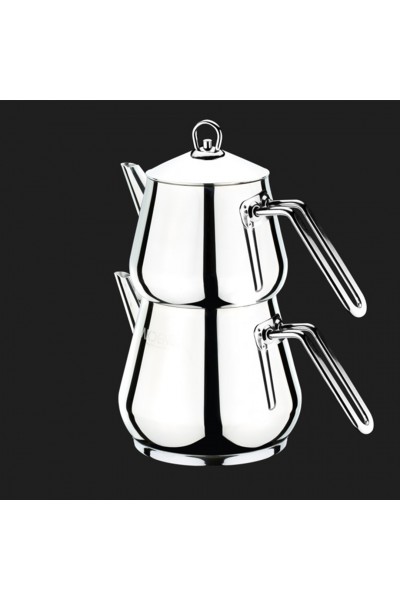 BersaChef Dolphin Çaydanlık Aile Boyu Üst Demlik: 1 Lt Alt Demlik 2 Lt Metal Sap