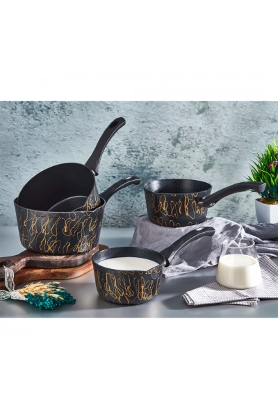BersaChef Elegance 4'lü Set Granit Desenli Sosluk Sütlük 500ml 750ml 1000ml 1250ml