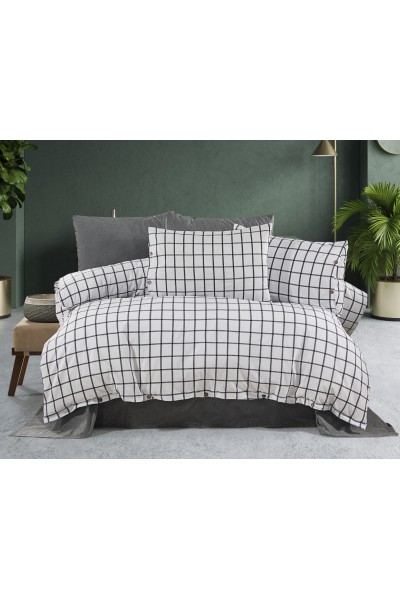 Çift Kişilik Çarşaflı Nevresim Takımı Pamuklu 4 Yastıklı 6 Parça Siyah Beyaz Cizgili Çift Kişilik Çarşaflı Nevresim Takımı Pamuklu 4 Yastıklı 6 Parça Siyah Beyaz Cizgili