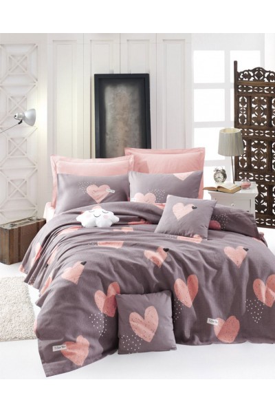 Çift Kişilik Çarşaflı Nevresim Takımı Pamuklu 4 Parça Pembe Kalp Çift Kişilik Çarşaflı Nevresim Takımı Pamuklu 4 Parça Pembe Kalp