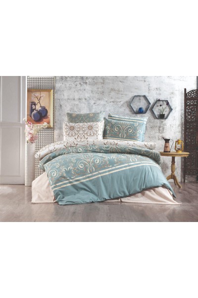 Çift Kişilik Çarşaflı Nevresim Takımı Pamuklu 4 Parça Desenli Orman