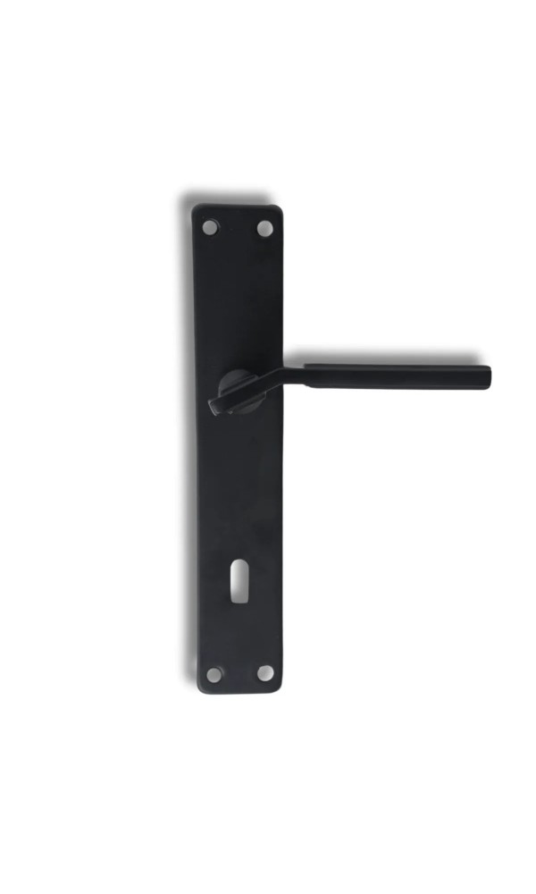 Azra Aynalı Elisa Oda Kapı Kolu ve Sesiz Gömme Kilit Siyah 1 Kapılık Takım Siyah Kapı Kilidi 40mm