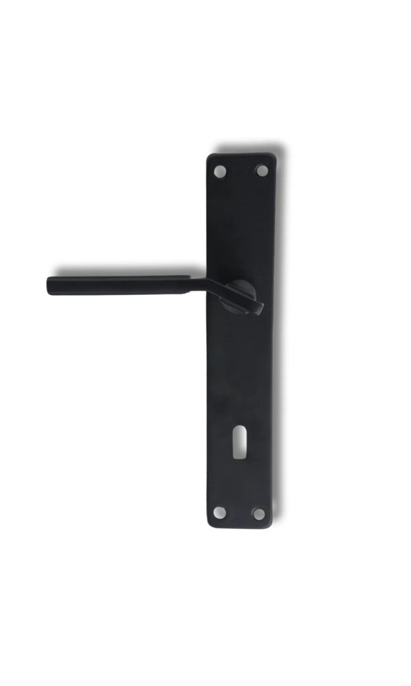 Azra Aynalı Elisa Oda Kapı Kolu ve Sesiz Gömme Kilit Siyah 1 Kapılık Takım Siyah Kapı Kilidi 40mm