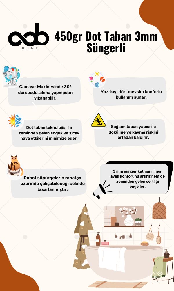 Oabhome Safir 2'li Banyo Paspası Seti – Yıkanabilir, Kaymaz Taban, Renkli Dekoratif, Dijital Baskı, Gri-Beyaz-Siyah