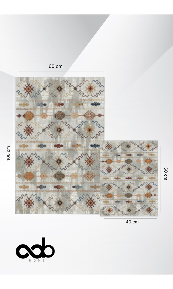 Oabhome Safir 2'li Banyo Paspası Seti – Yıkanabilir, Kaymaz Taban, Renkli Dekoratif, Dijital Baskı, Desenli