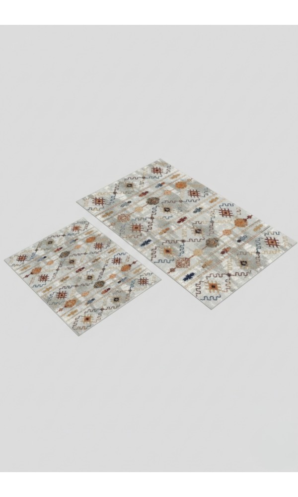 Oabhome Safir 2'li Banyo Paspası Seti – Yıkanabilir, Kaymaz Taban, Renkli Dekoratif, Dijital Baskı, Desenli