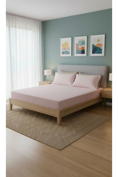 Ranforce Çift Kişilik Lastikli Çarşaf Seti 180x200+30 cm Pembe – Yastık Kılıflı Ranforce Çift Kişilik Lastikli Çarşaf Seti 180x200+30 cm Pembe – Yastık Kılıflı
