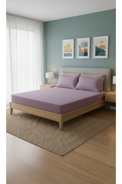 Ranforce Çift Kişilik Lastikli Çarşaf Seti 180x200+30 cm Koyu Mor – Yastık Kılıflı Ranforce Çift Kişilik Lastikli Çarşaf Seti 180x200+30 cm Koyu Mor – Yastık Kılıflı