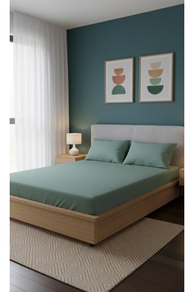 Ranforce Çift Kişilik Lastikli Çarşaf Seti 180x200+30 cm Açık Yeşil – Yastık Kılıflı Ranforce Çift Kişilik Lastikli Çarşaf Seti 180x200+30 cm Açık Yeşil – Yastık Kılıflı