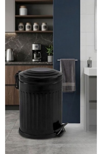 Retro 5 Litre Çöp Kovası Amortisör Kapaklı Siyah Banyo Mutfak Balkon Bahçe Retro 5 Litre Çöp Kovası Amortisör Kapaklı Siyah Banyo Mutfak Balkon Bahçe