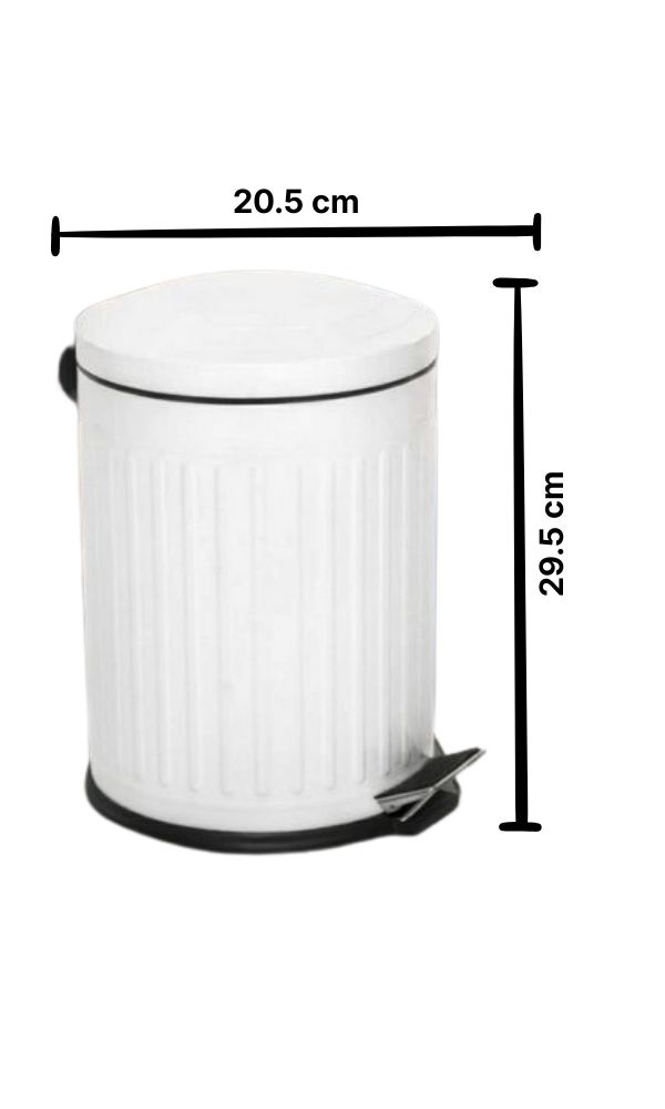 Retro 5 Litre Çöp Kovası Amortisör Kapaklı Beyaz Banyo Mutfak Balkon Bahçe