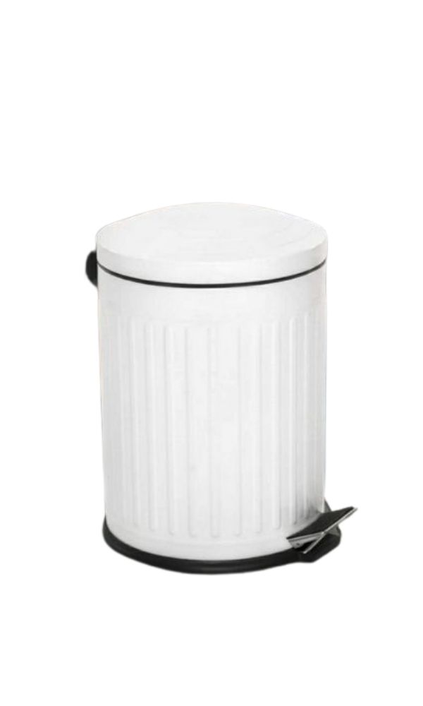 Retro 5 Litre Çöp Kovası Amortisör Kapaklı Beyaz Banyo Mutfak Balkon Bahçe