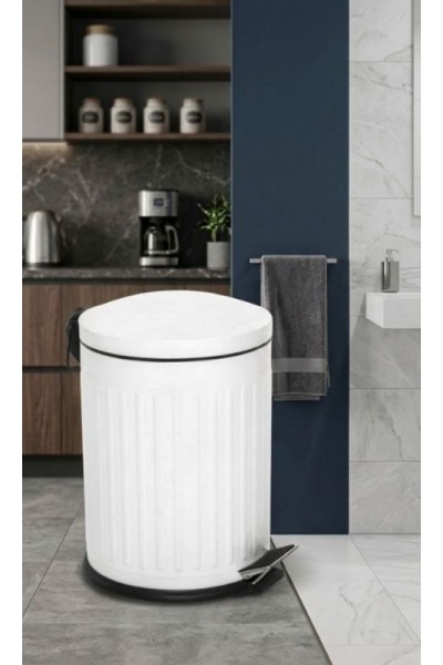 Retro 5 Litre Çöp Kovası Amortisör Kapaklı Beyaz Banyo Mutfak Balkon Bahçe Retro 5 Litre Çöp Kovası Amortisör Kapaklı Beyaz Banyo Mutfak Balkon Bahçe