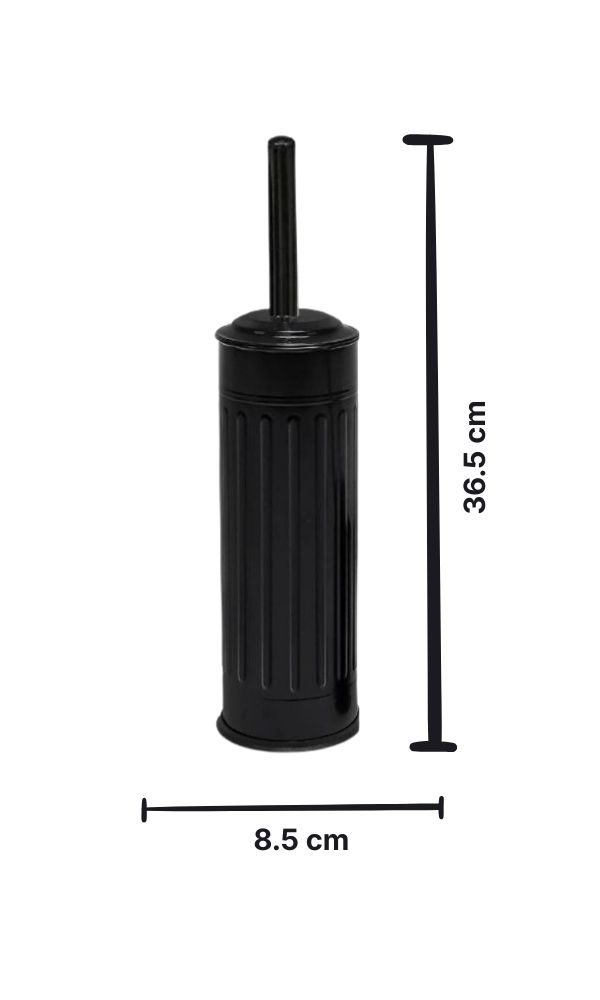 Retro 5 Litre Banyo Seti Çöp Kovası ve WC Fırçalık Amortisör Kapaklı Siyah