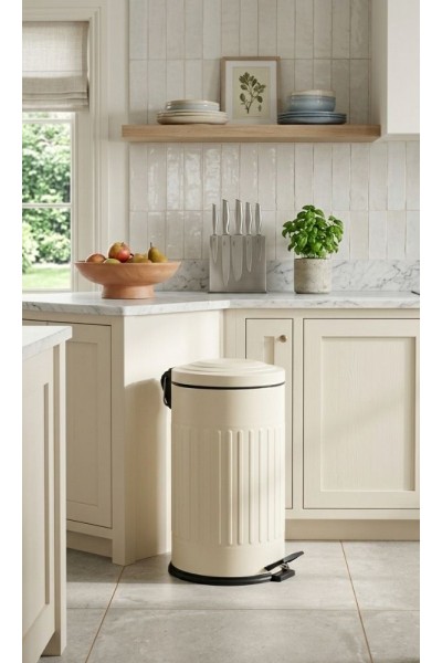Retro 16 Litre Çöp Kovası Amortisör Kapaklı Krem Bahçe Balkon Mutfak Banyo Retro 16 Litre Çöp Kovası Amortisör Kapaklı Krem Bahçe Balkon Mutfak Banyo