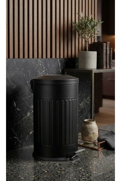 Retro 16 Litre Çöp Kovası Amortisör Kapaklı Siyah Bahçe Balkon Mutfak Banyo Retro 16 Litre Çöp Kovası Amortisör Kapaklı Siyah Bahçe Balkon Mutfak Banyo