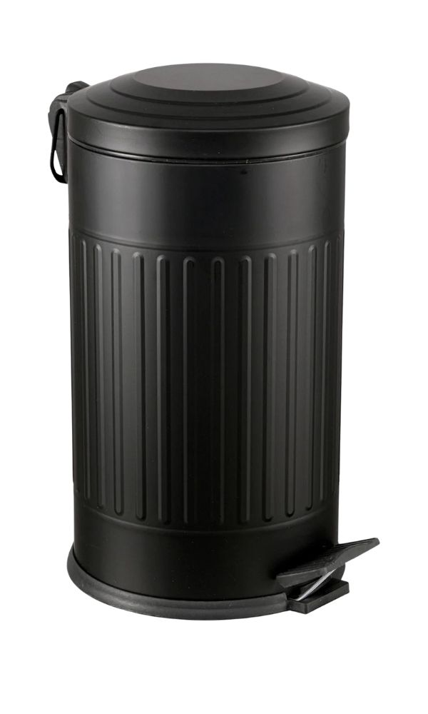 Retro 16 Litre Çöp Kovası Amortisör Kapaklı Siyah Bahçe Balkon Mutfak Banyo