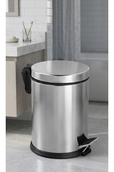 Paslanmaz Krom 5 Litre Çöp Kovası Metal Banyo Tuvalet Mutfak Ofis Çöp Kovası Paslanmaz Krom 5 Litre Çöp Kovası Metal Banyo Tuvalet Mutfak Ofis Çöp Kovası