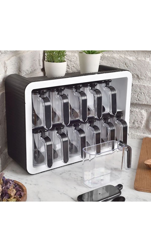 12 li baharatlık takımı Kendinden Kaşıklı baharatlık standı baharat saklama kabı Yapışkanlı