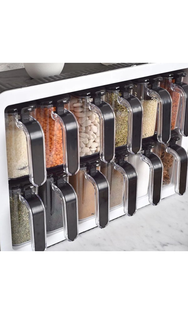 12 li baharatlık takımı Kendinden Kaşıklı baharatlık standı baharat saklama kabı Yapışkanlı