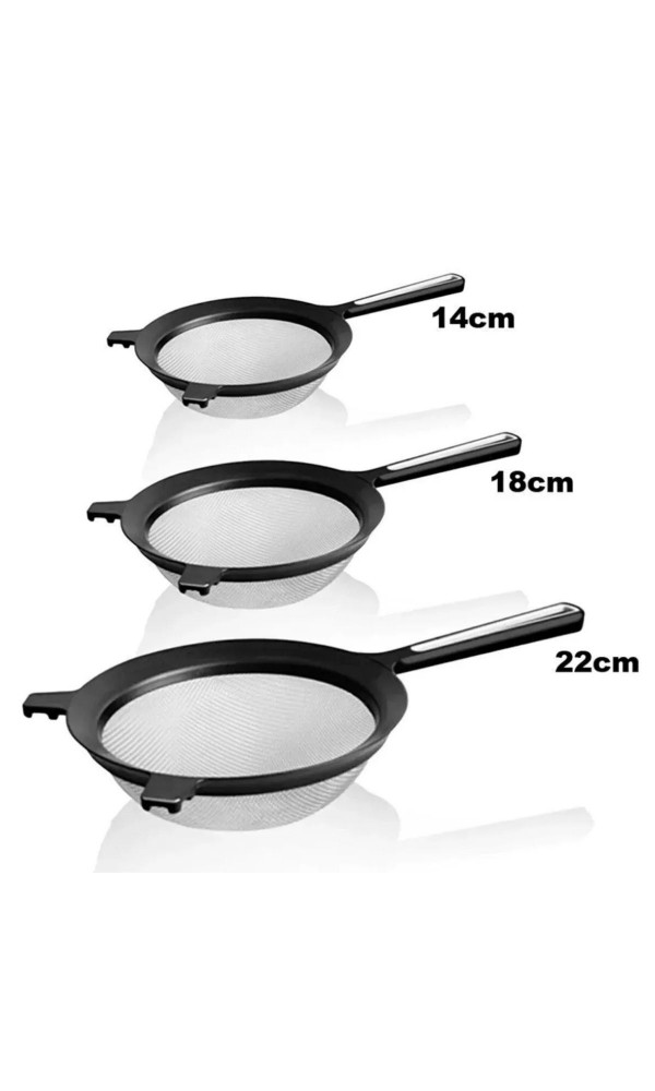  Tel Süzgeç Tencereye Takılabilen Seti Un Eleği Süzgeç Kevgir 22cm 18cm 14cm