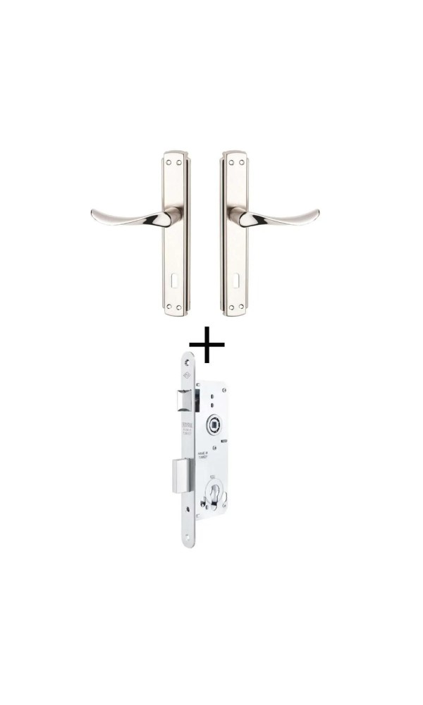 Bersa Yapı Yaprak Aynalı Oda Kapı Kolu Ve Sesiz Gömme Kilit Nikel 1 Kapılık Takım Nikel Kapı Kilidi 40mm