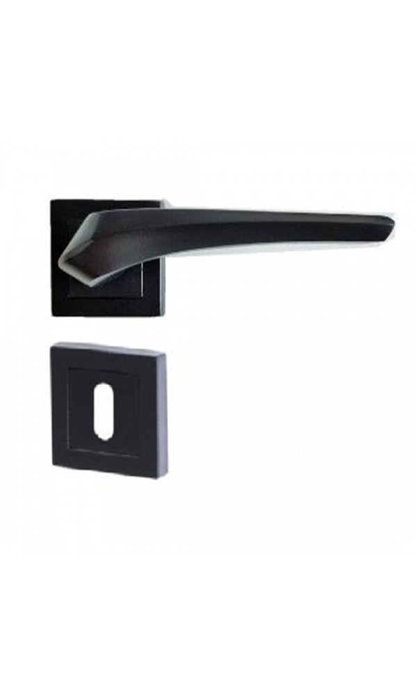Bersa Yapı Gözde Rozetli Oda Kapı Kolu ve Sesiz Gömme Kilit Mat siyah 1 Kapılık Takım Siyah Kapı Kilidi 40mm