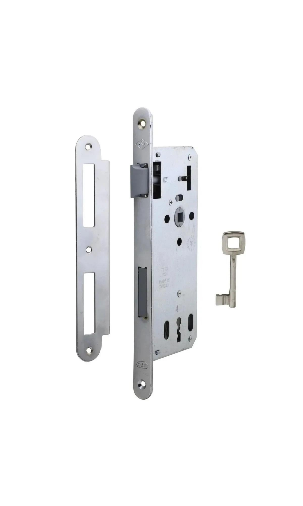 Sessiz İç Oda Kapı Kilidi Nikel Anahtarlı 40mm Gömme Kilit