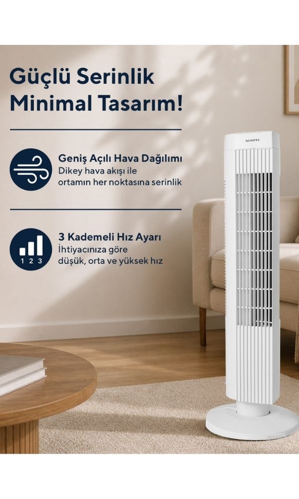 Ktf-258w Kule Tipi Vantilatör Beyaz 
