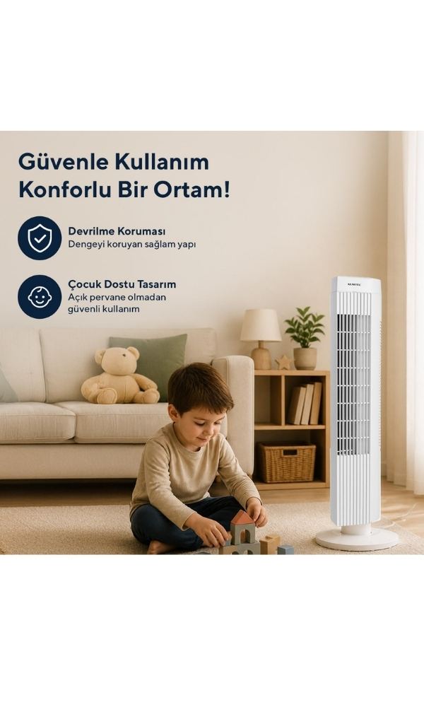 Ktf-258w Kule Tipi Vantilatör Beyaz 