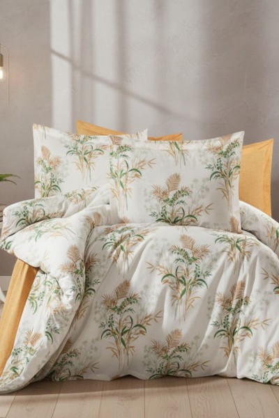 Çift Kişilik Çarşaflı Nevresim Takımı Pamuklu 4 Parça Desenli-Sonbahar