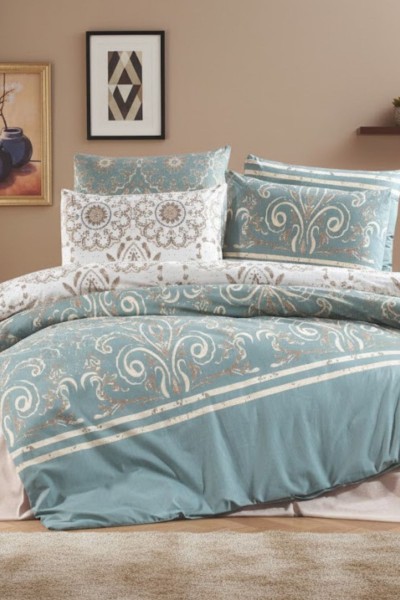 Çift Kişilik Çarşaflı Nevresim Takımı Pamuklu 4 Parça Desenli Orman