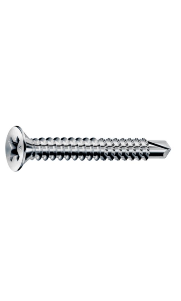 FEX-A Matkap Uçlu Pencere Vidası, 3,9 x 19 mm, 1.000 Adet, Kaba Dişli, Havşa Başlı, Yıldız H2, Matkap Uçlu, Titan Gümüş Kaplama