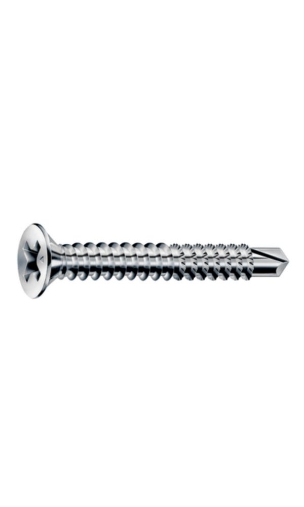 FEX-A Matkap Uçlu Pencere Vidası, 3,9 x 38 mm, 1.000 Adet, Kaba Dişli, Havşa Başlı, Yıldız H2, Matkap Uçlu, Titan Gümüş Kaplama