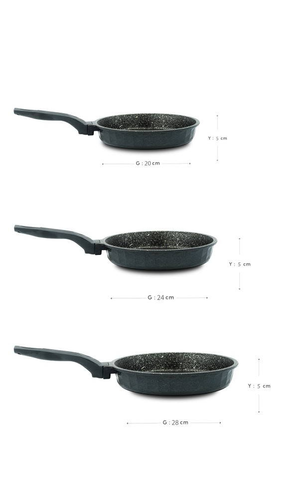 Polochef Kristal Döküm Granit 3lü Tava Seti