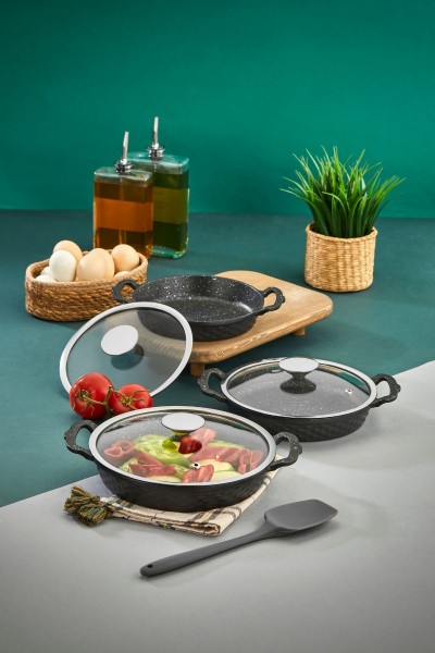 Crystal döküm sahan set 18-20-22 cm