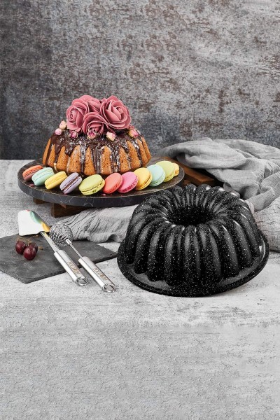 Damla Döküm Granit Kek Kalıbı 28 cm - Siyah