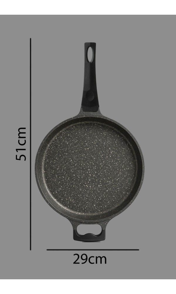 Polochef Derin Döküm Granit Yardımcı Kulplu Tava 28 cm Siyah