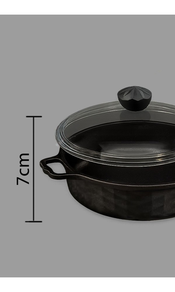 Polochef Derin Döküm Granit Yardımcı Kulplu Tava 28 cm Siyah