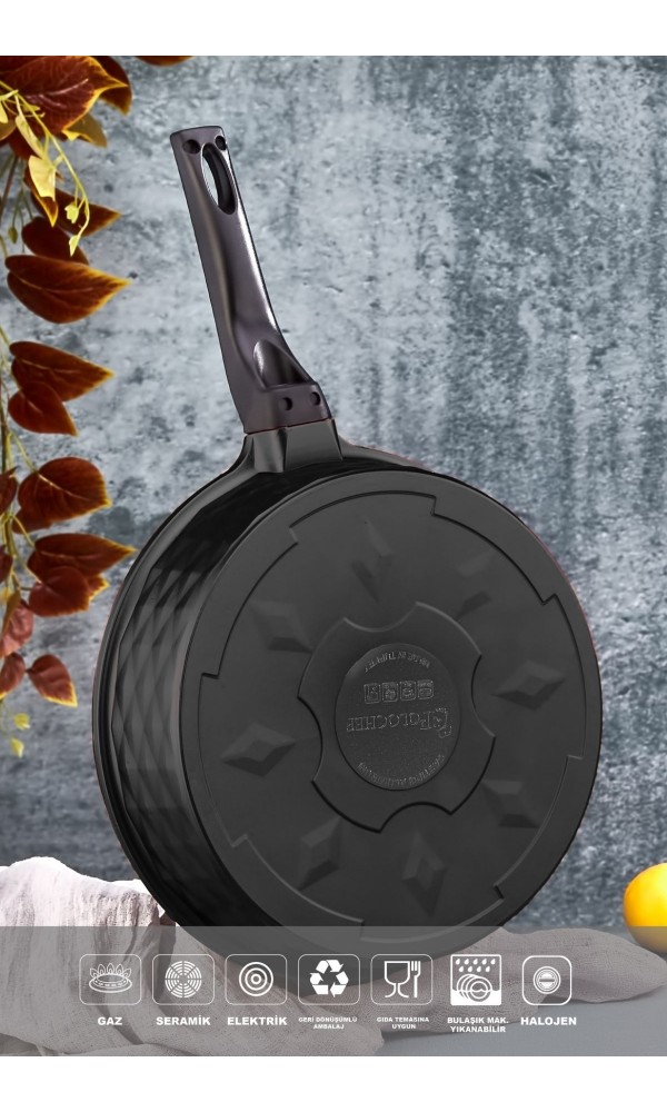 Polochef Derin Döküm Granit Yardımcı Kulplu Tava 28 cm Siyah