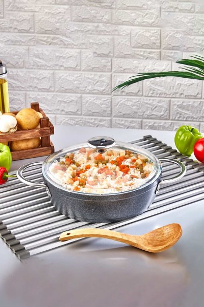 Galaksi Granit Pilav ve Karnıyarık Basık Tencere 30 cm Siyah