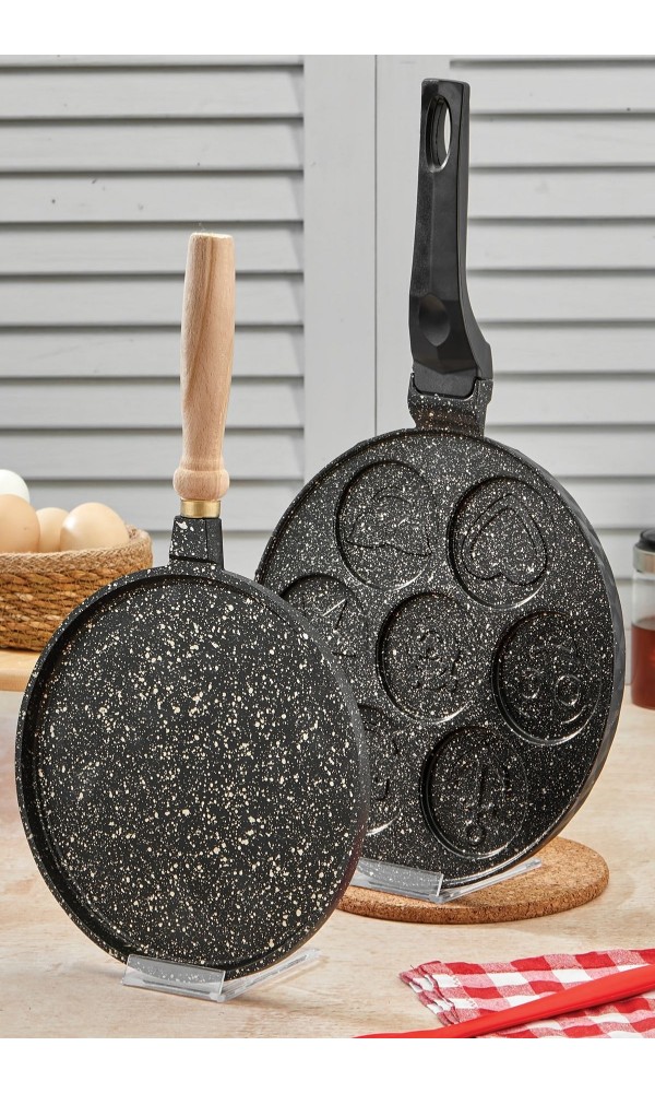 Granit 2li Kahvaltı Seti - Gözleme Tavası 22 cm + Pankek Tavası 26 cm
