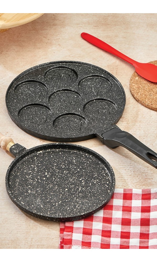Granit 2li Kahvaltı Seti - Gözleme Tavası 22 cm + Pankek Tavası 26 cm